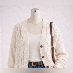 🧶 Vintage Y2K Abercrombie Cable Knit Button-Up Cardigan